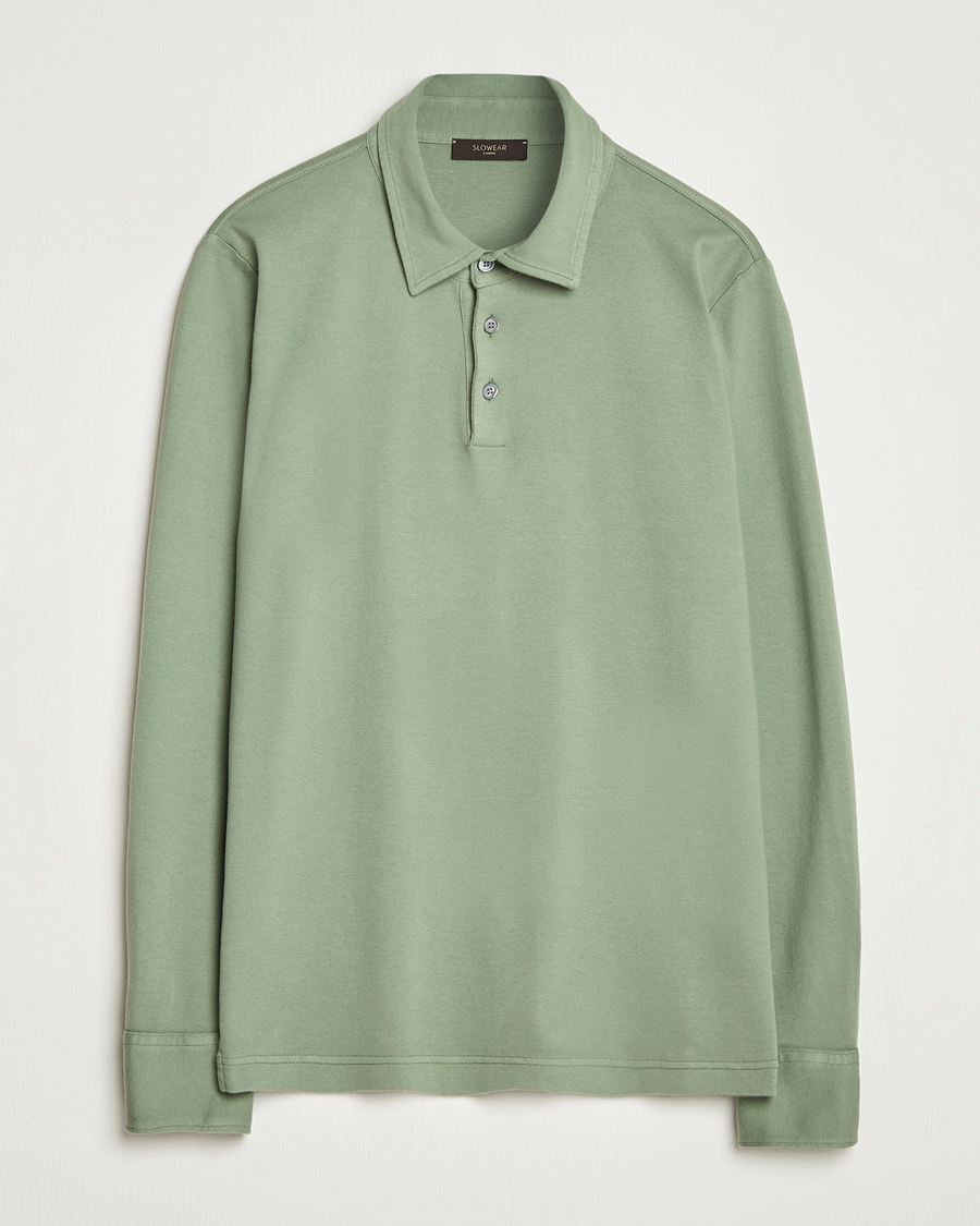Herren | Poloshirts | Zanone | Heavy Jersey Long Sleeve Polo Sage