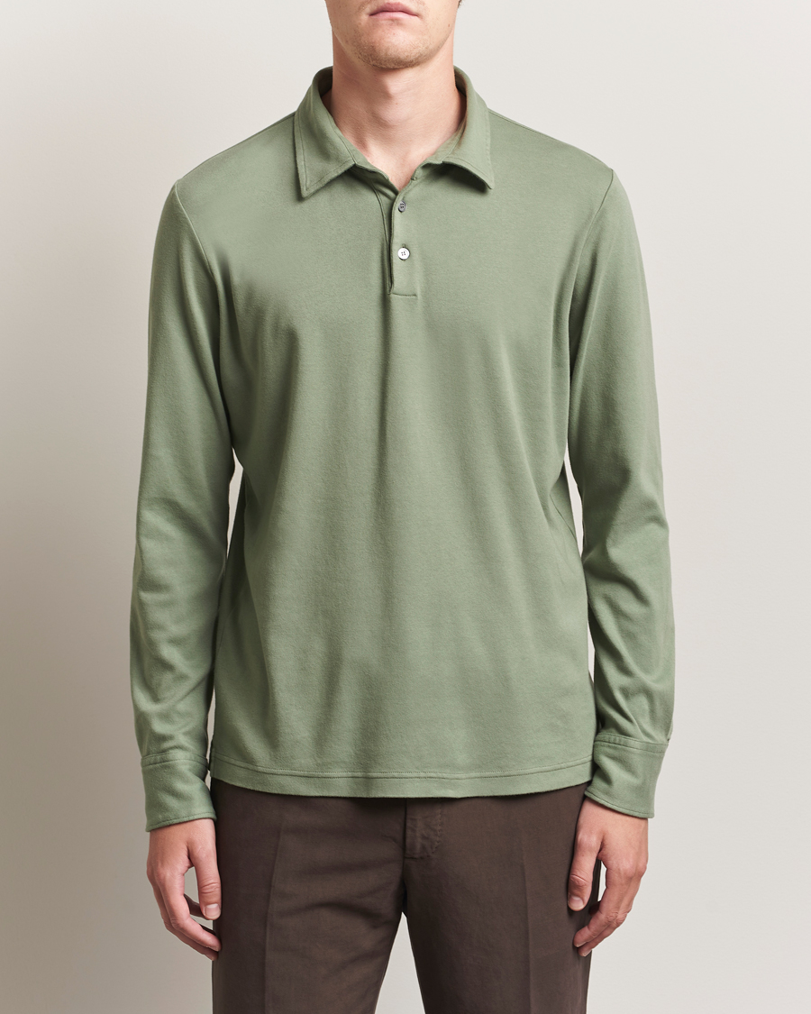 Herren | Poloshirts | Zanone | Heavy Jersey Long Sleeve Polo Sage