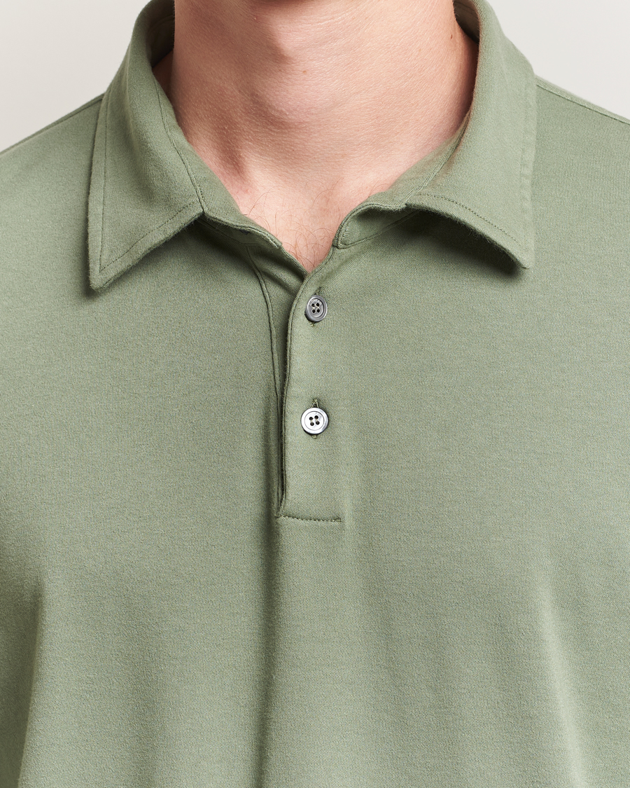 Herren | Poloshirts | Zanone | Heavy Jersey Long Sleeve Polo Sage