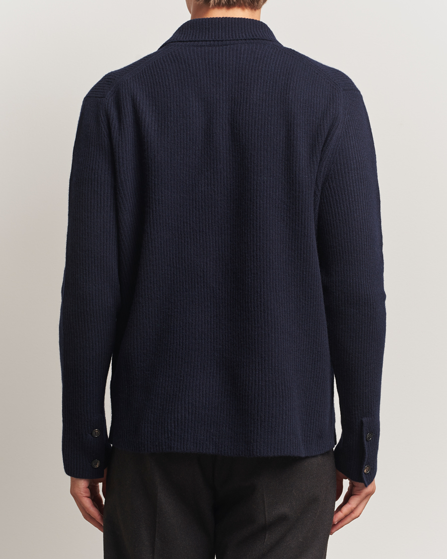 Herren | Pullover | Zanone | Rib Wool Cardigan Jacket Navy
