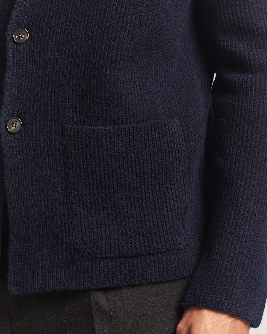 Herren | Pullover | Zanone | Rib Wool Cardigan Jacket Navy