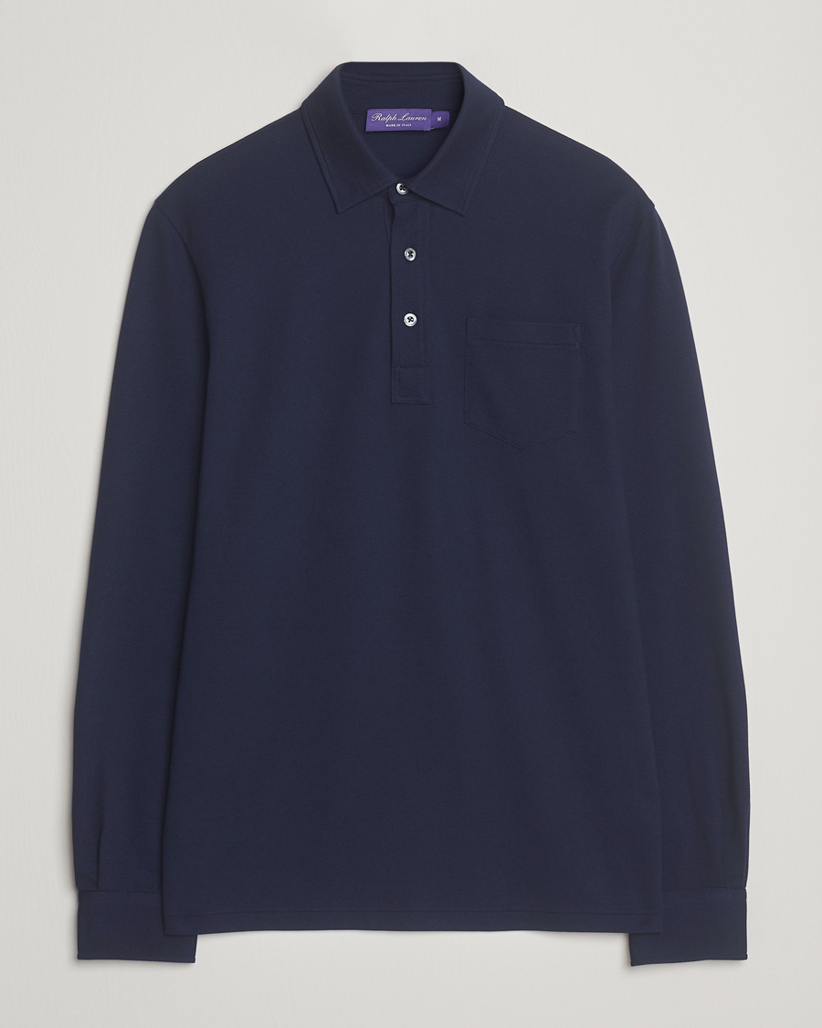 Herren | Poloshirts | Ralph Lauren Purple Label | Long Sleeve Polo Shirt Navy