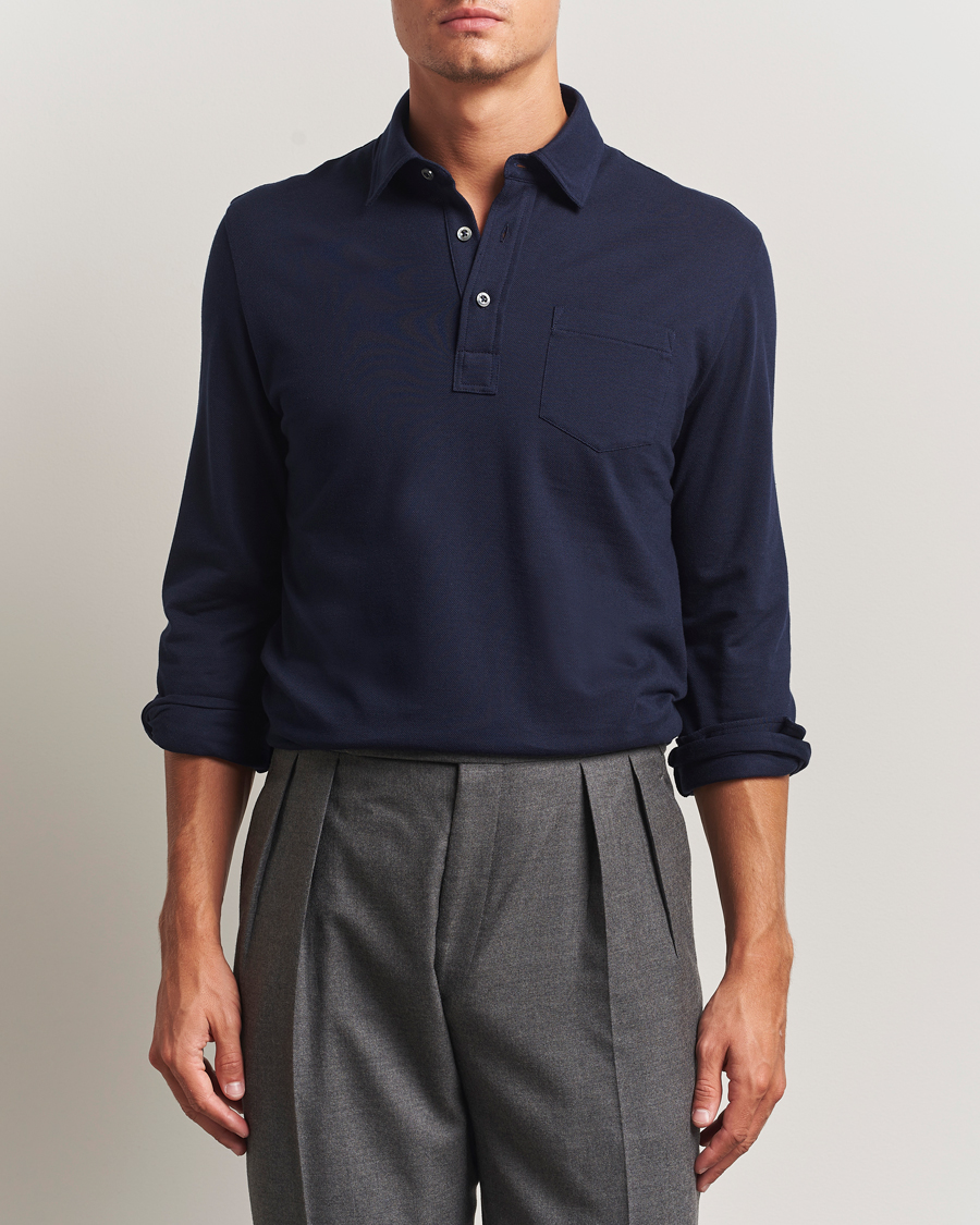 Herren | Poloshirts | Ralph Lauren Purple Label | Long Sleeve Polo Shirt Navy