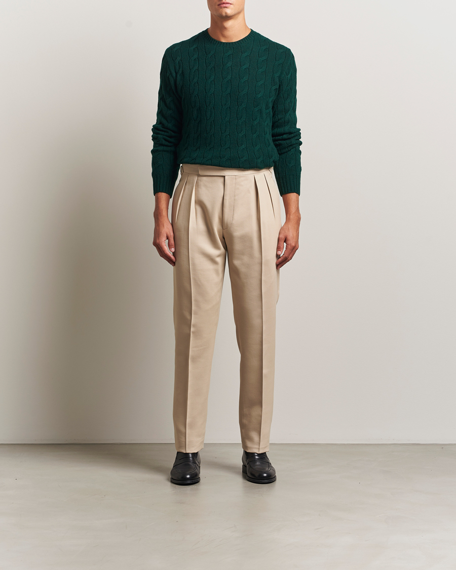 Herren | Hosen | Ralph Lauren Purple Label | Pleated Twill Trousers Limestone