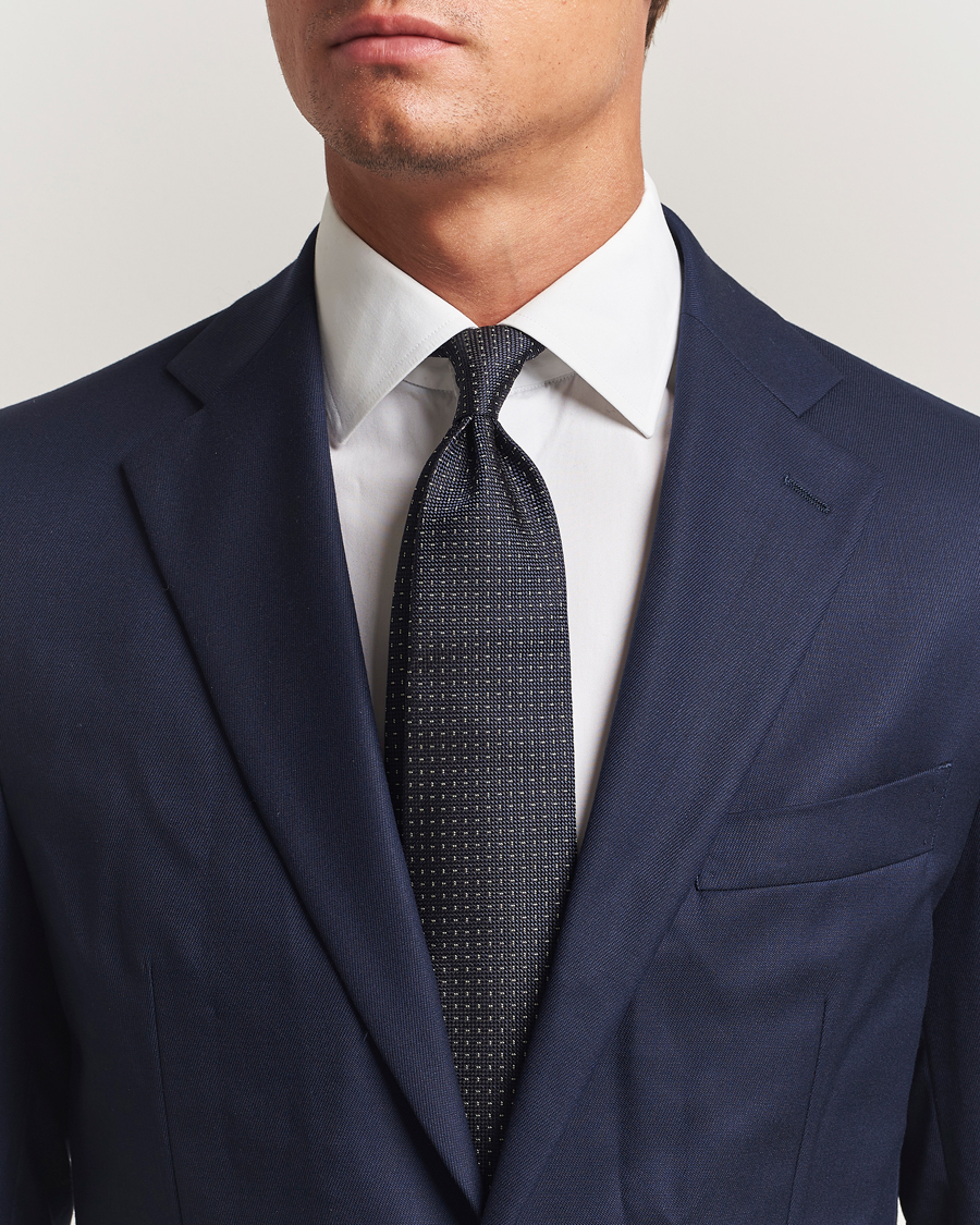 Herren | Krawatten | Ralph Lauren Purple Label | Silk Jacquard Tie Navy/White
