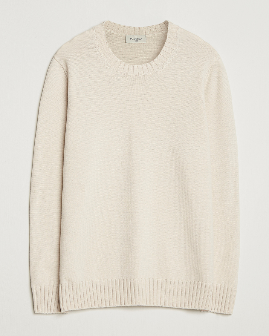 Herren | Pullover | Piacenza Cashmere | Brushed Wool Crew Neck Latte