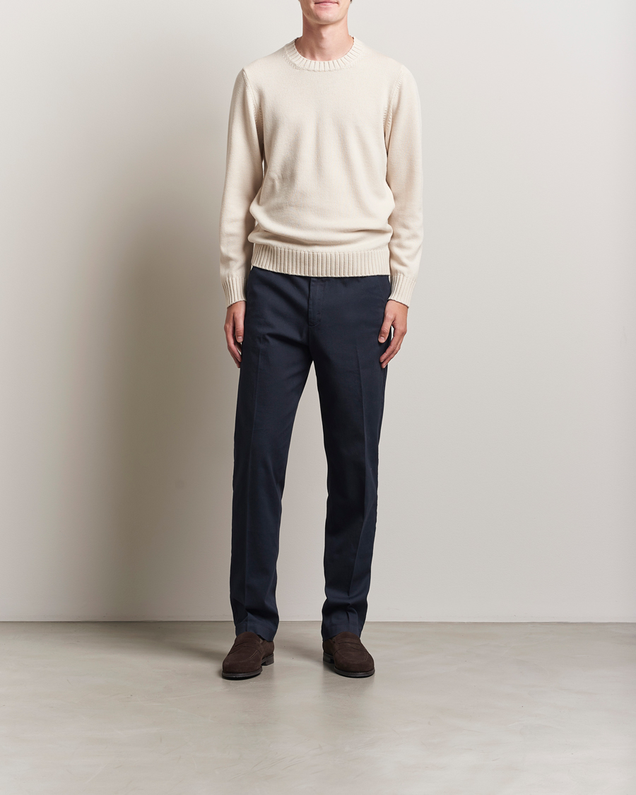 Herren | Pullover | Piacenza Cashmere | Brushed Wool Crew Neck Latte