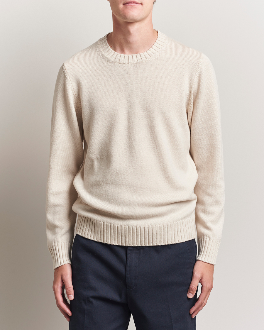 Herren | Pullover | Piacenza Cashmere | Brushed Wool Crew Neck Latte