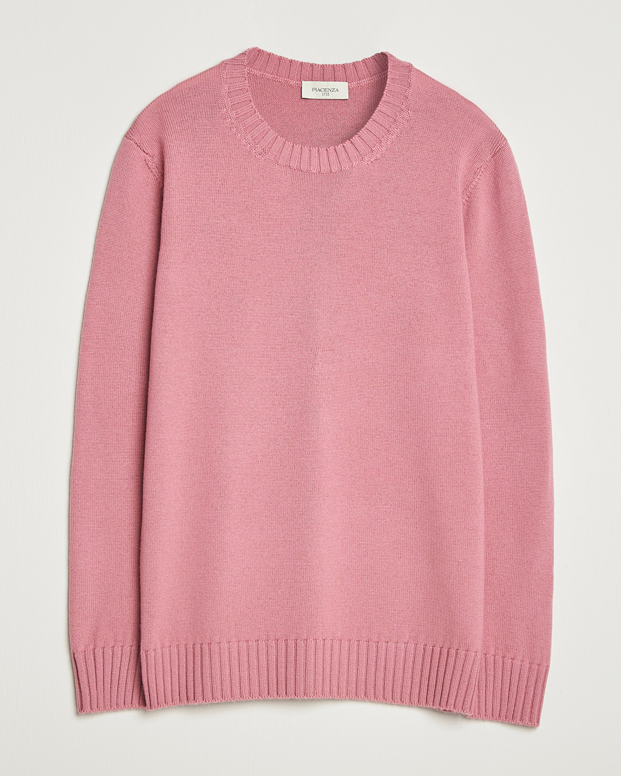Herren | Pullover | Piacenza Cashmere | Brushed Wool Crew Neck Pink