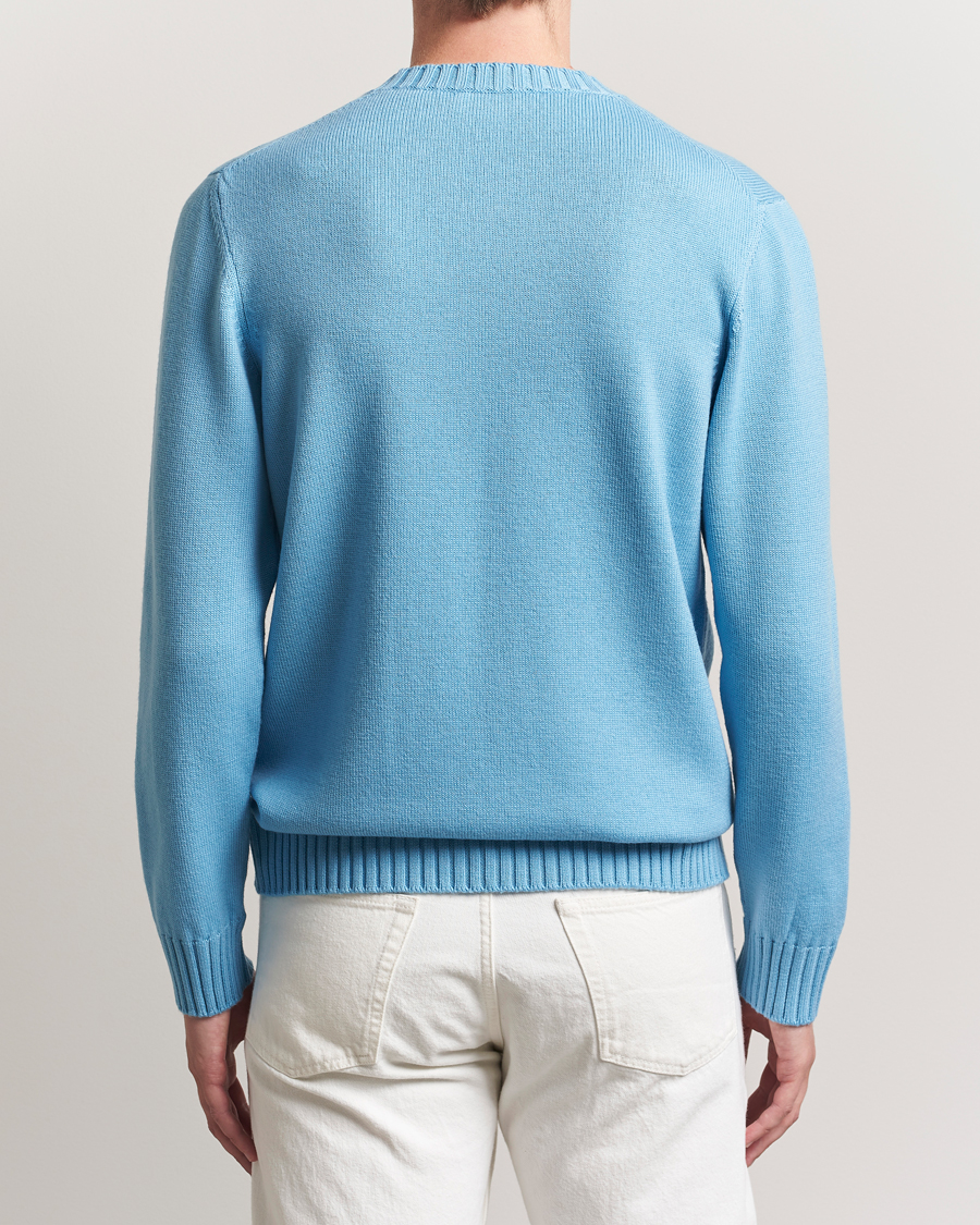 Herren | Pullover | Piacenza Cashmere | Brushed Wool Crew Neck Sky Blue