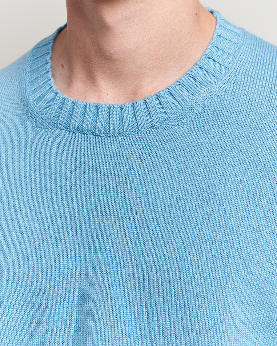 Herren | Pullover | Piacenza Cashmere | Brushed Wool Crew Neck Sky Blue