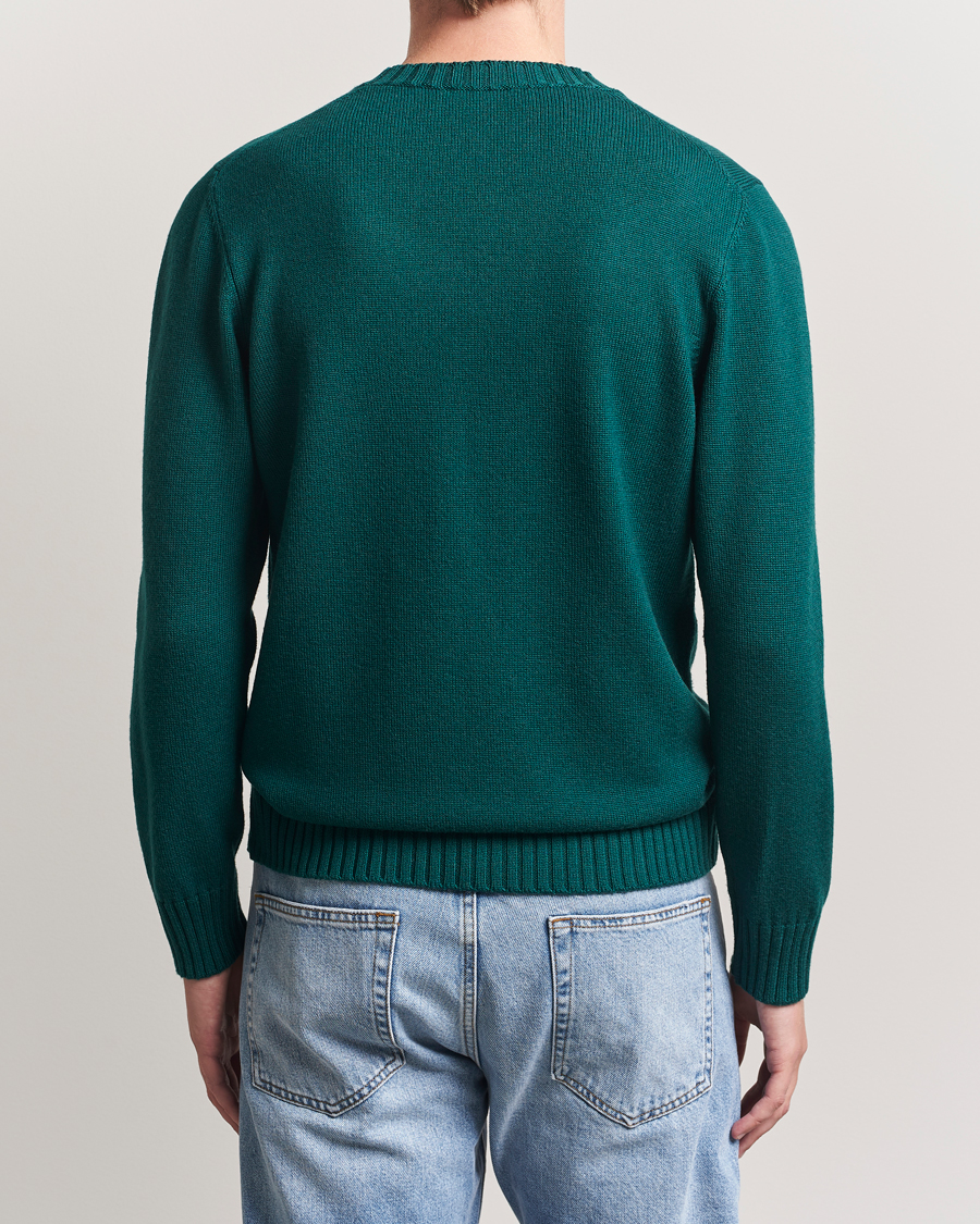 Herren | Pullover | Piacenza Cashmere | Brushed Wool Crew Neck Dark Green