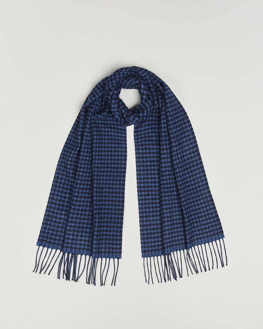 Herren | Schals | Piacenza Cashmere | Cashmere/Silk Houndstooth Scarf Dark Blue