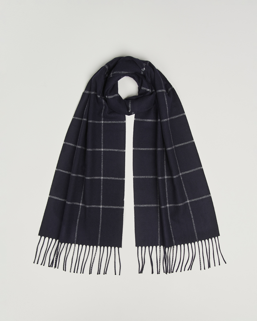 Herren | Schals | Piacenza Cashmere | Cashmere/Silk Window Pane Scarf Navy