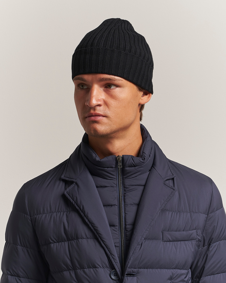 Herren | Mützen | Piacenza Cashmere | Ribbed Cashmere Beanie Black