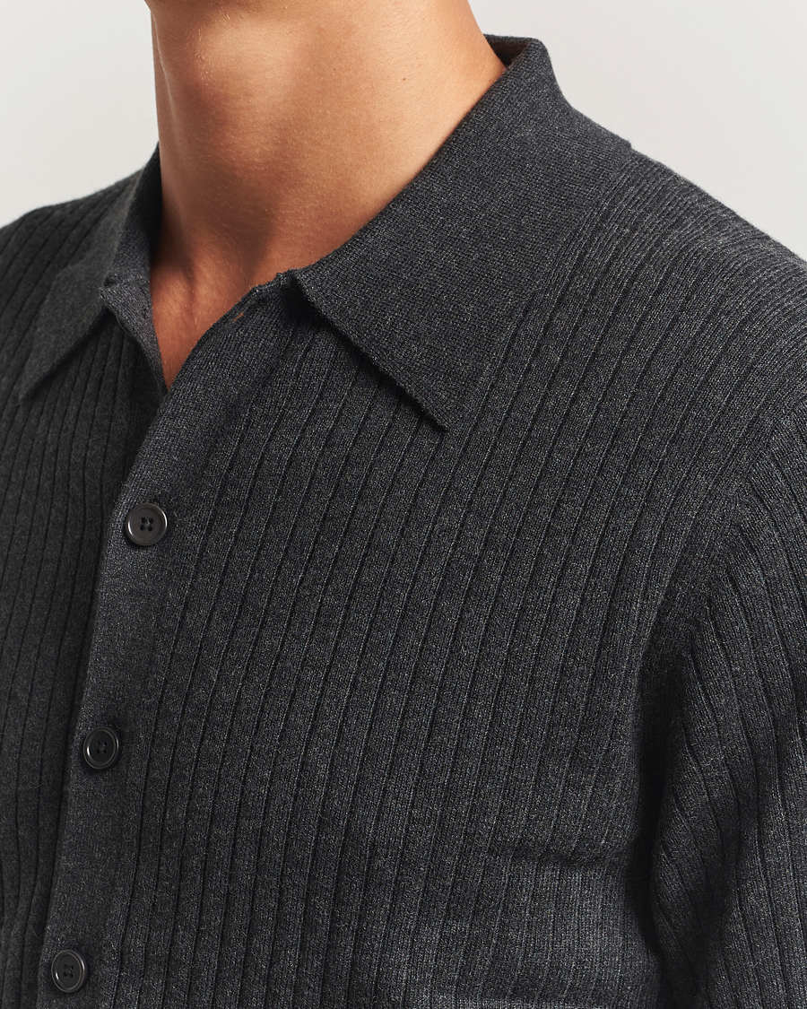 Herren | Pullover | Filippa K | Cotton Merino Knitted Cardigan Anthracite Melange