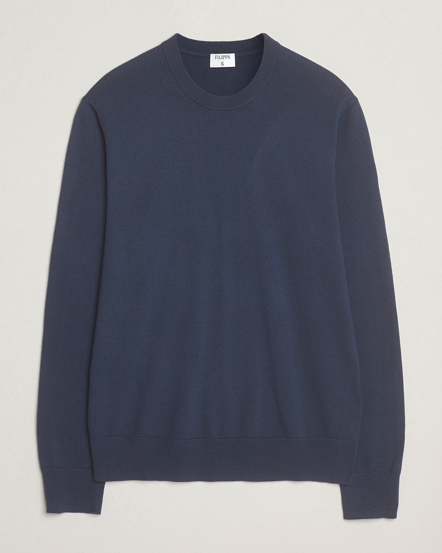 Herren | Pullover | Filippa K | Cotton Merino Knitted Sweater Dusk Blue