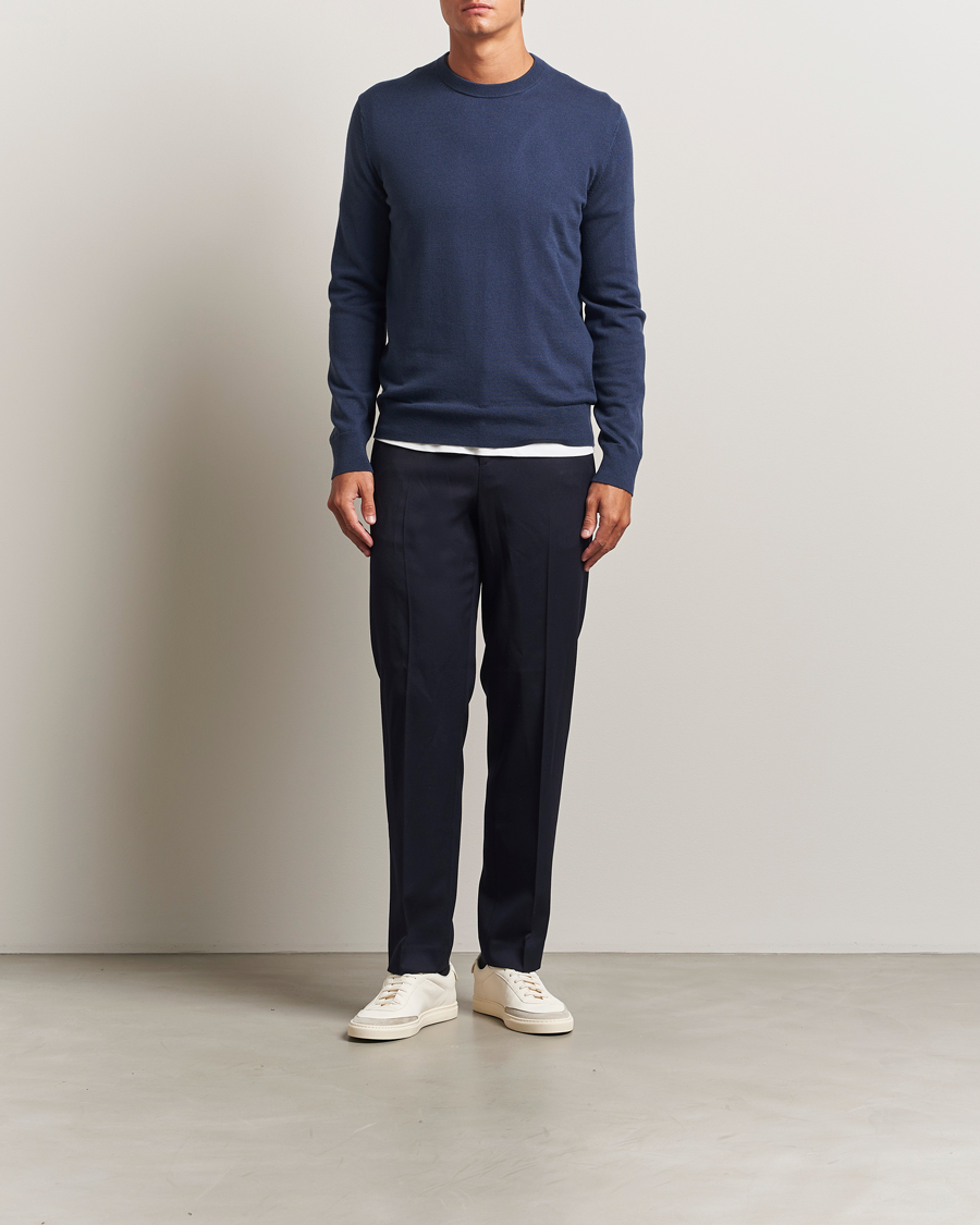 Herren | Pullover | Filippa K | Cotton Merino Knitted Sweater Dusk Blue