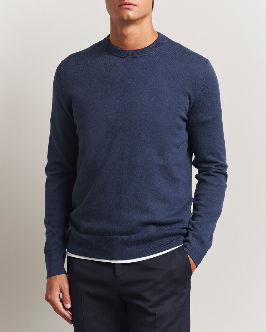 Herren | Pullover | Filippa K | Cotton Merino Knitted Sweater Dusk Blue