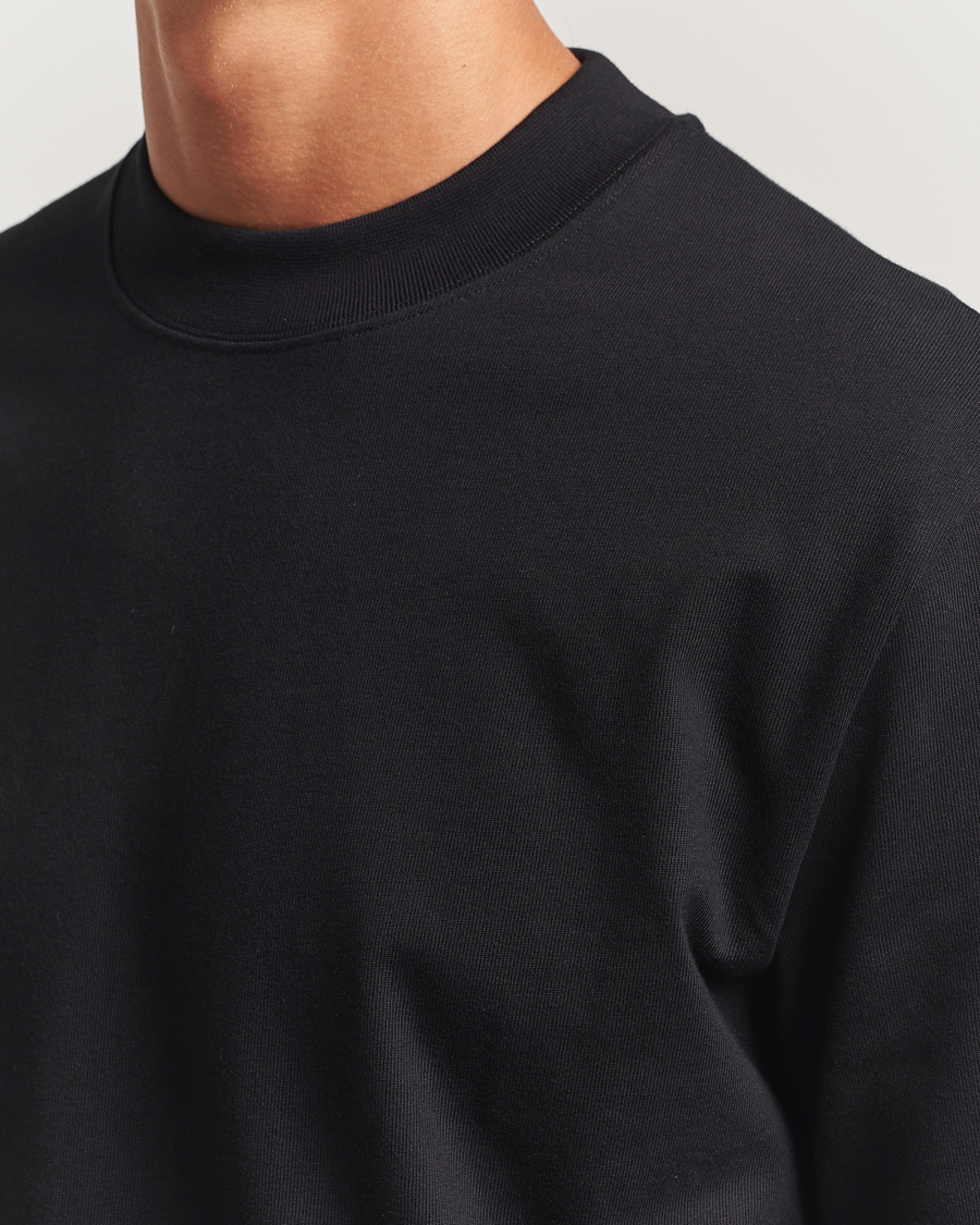 Herren | T-Shirts | Filippa K | Heavy Cotton Mock Neck Long Sleeve T-Shirt Black