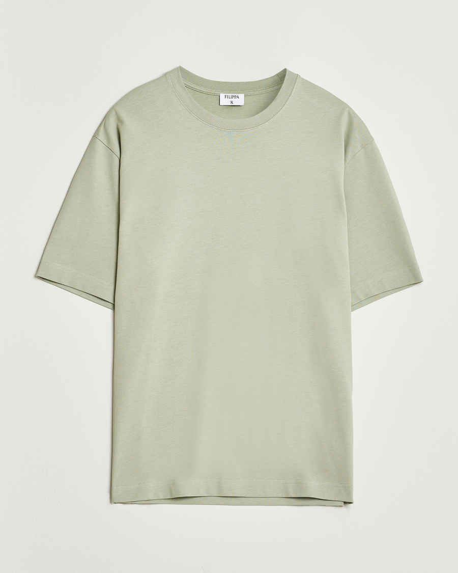 Herren | T-Shirts | Filippa K | Heavy Cotton Crew Neck T-Shirt Faded Green Grey