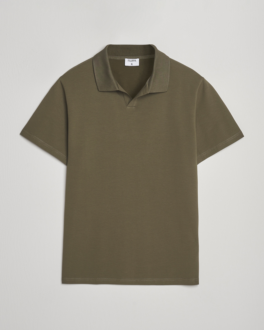 Herren | Poloshirts | Filippa K | Soft Lycra Polo T-Shirt Dark Olive