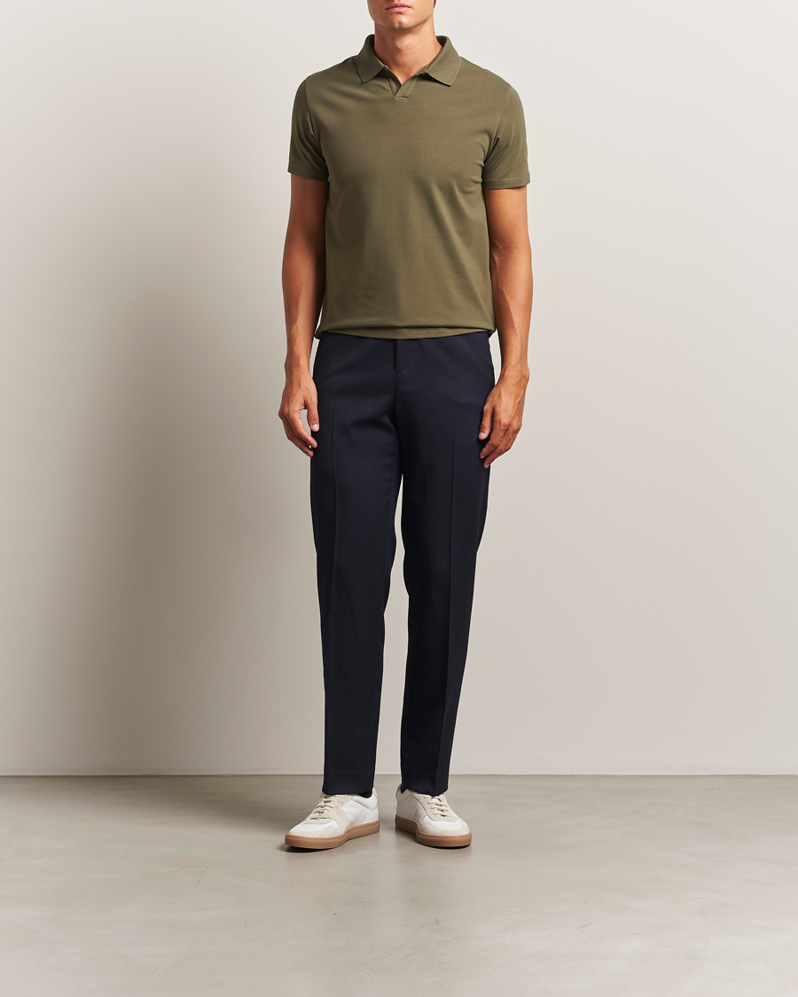 Herren | Poloshirts | Filippa K | Soft Lycra Polo T-Shirt Dark Olive