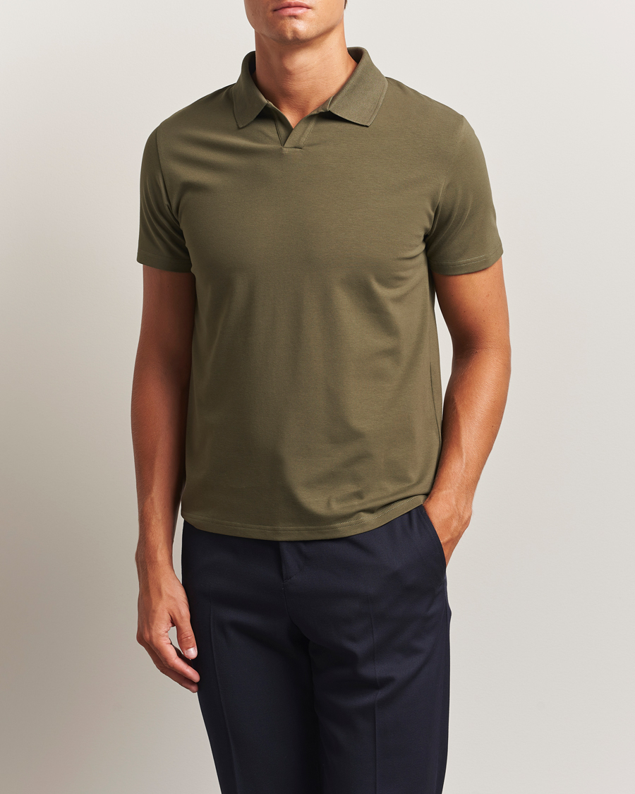 Herren | Poloshirts | Filippa K | Soft Lycra Polo T-Shirt Dark Olive