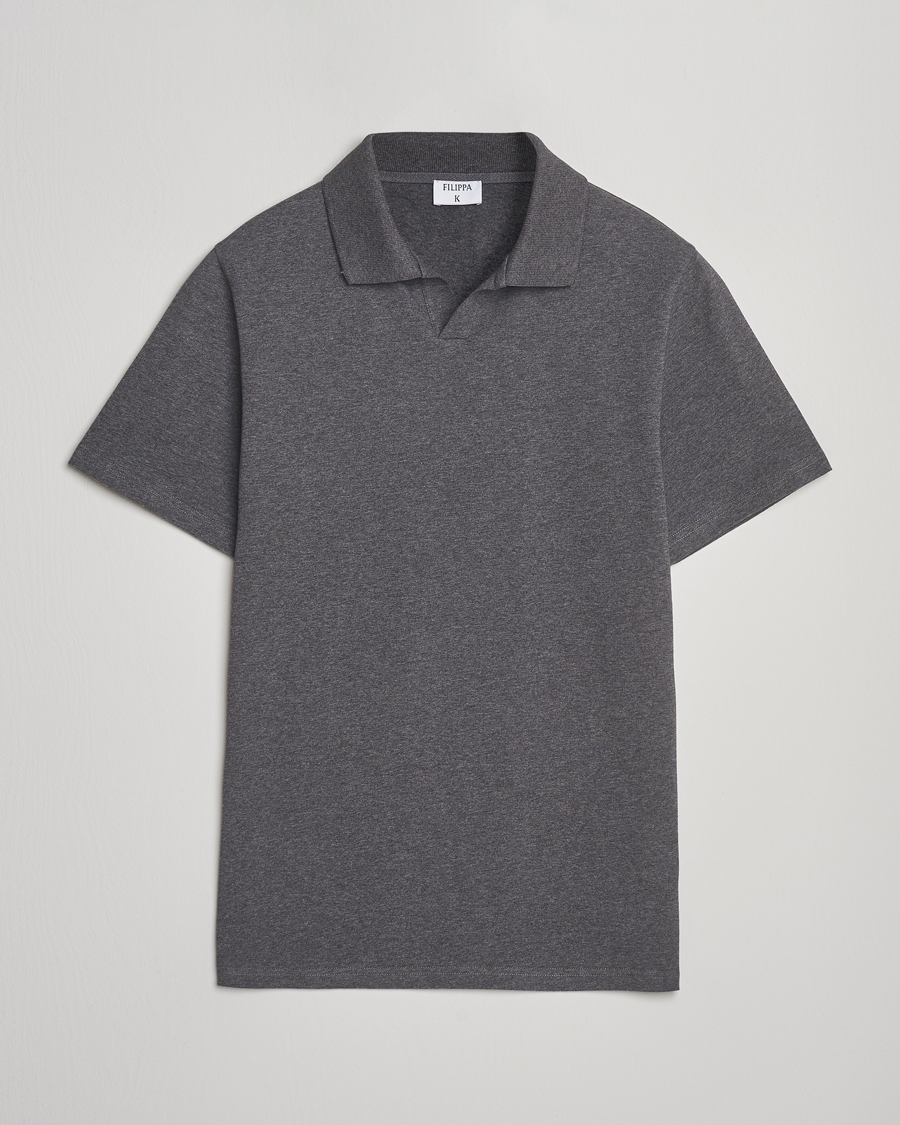 Herren | Poloshirts | Filippa K | Soft Lycra Polo T-Shirt Anthracite Melange
