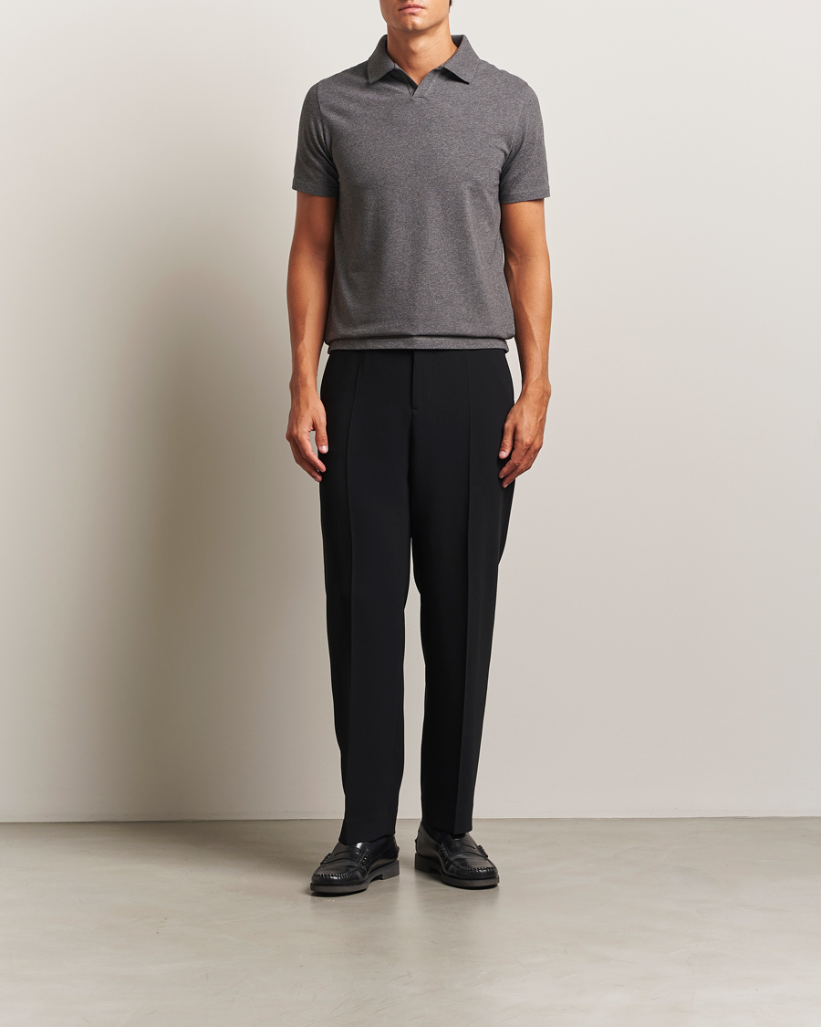 Herren | Poloshirts | Filippa K | Soft Lycra Polo T-Shirt Anthracite Melange