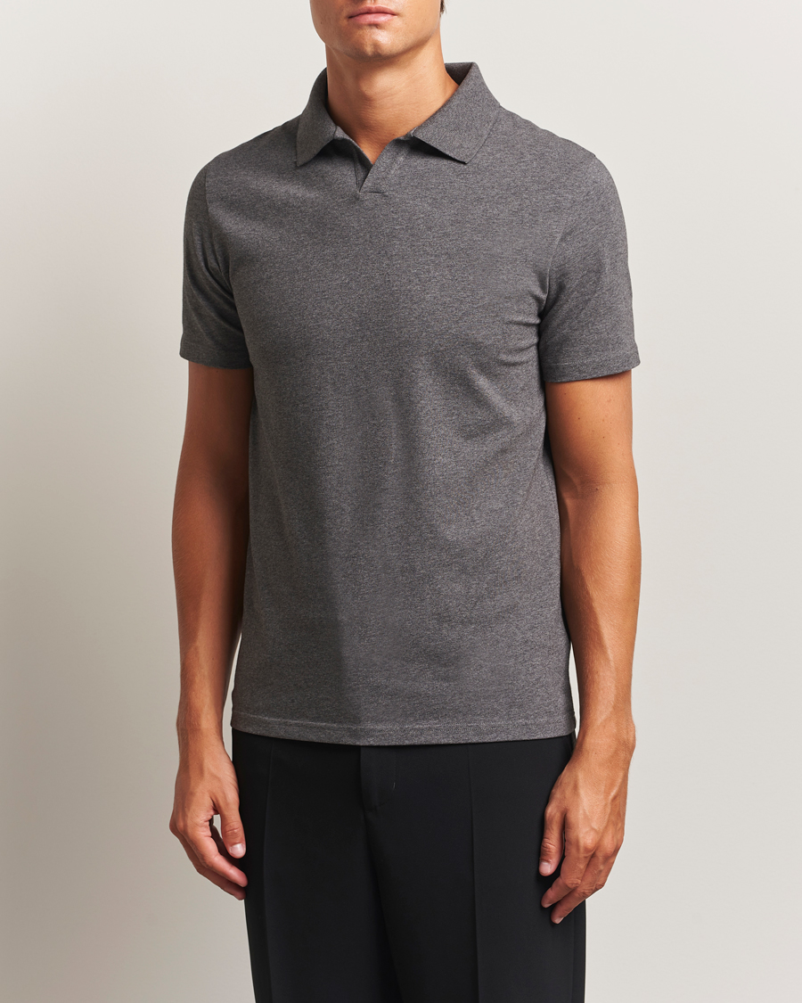 Herren | Poloshirts | Filippa K | Soft Lycra Polo T-Shirt Anthracite Melange