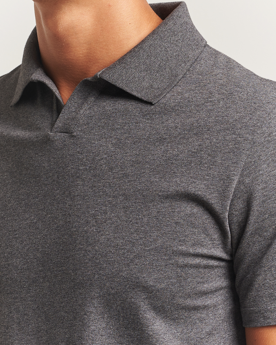 Herren | Poloshirts | Filippa K | Soft Lycra Polo T-Shirt Anthracite Melange