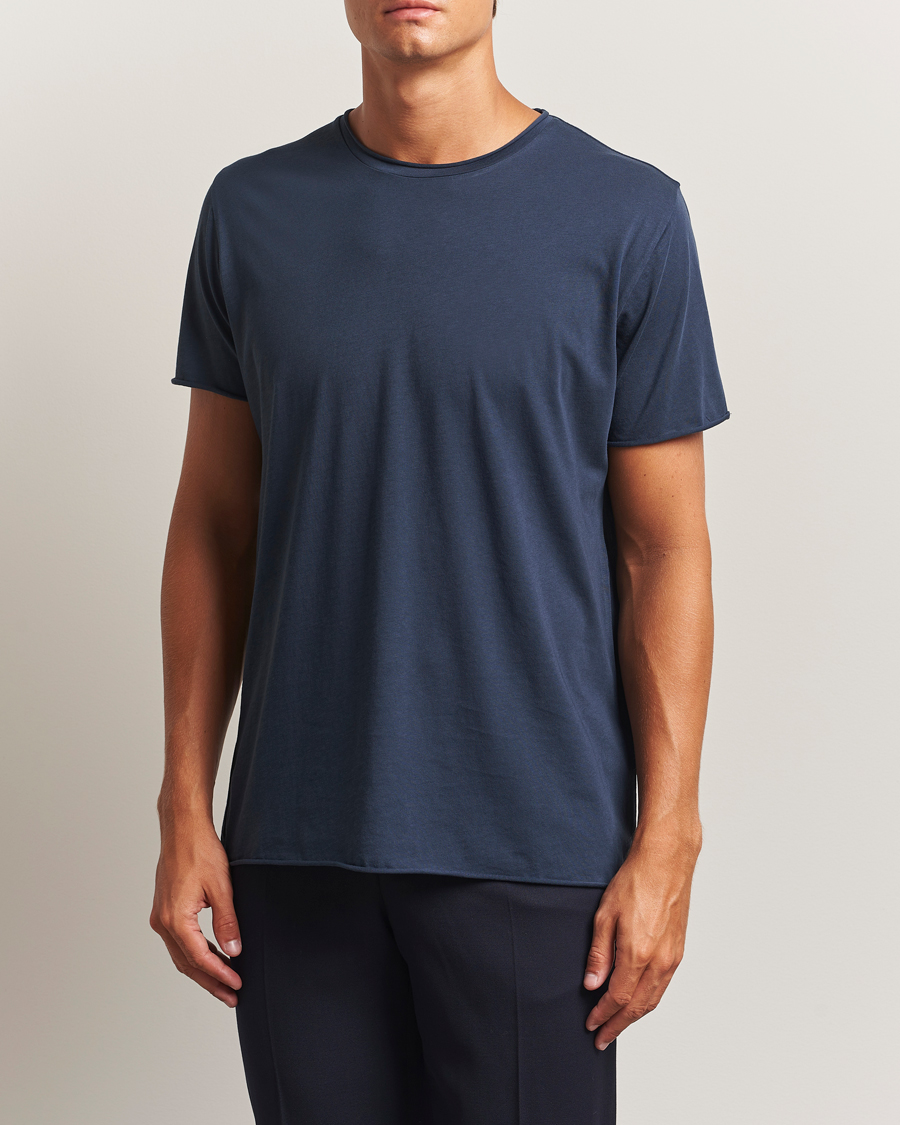 Herren | T-Shirts | Filippa K | Roll Neck Crew Neck T-Shirt Dusk Blue