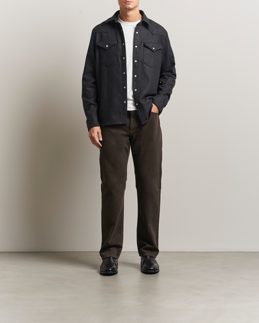 Herren | Hemden | Filippa K | Western Wool Shirt Anthracite Melange