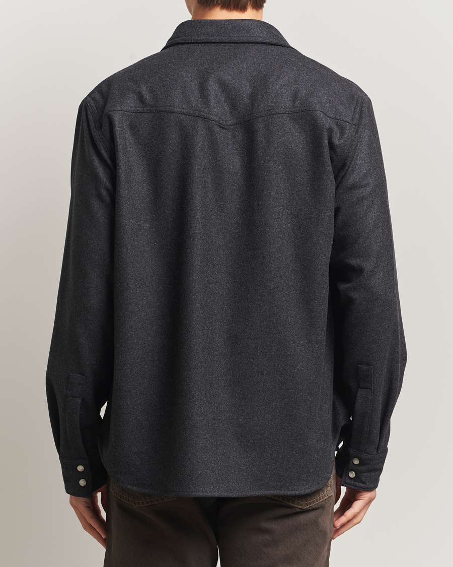 Herren | Hemden | Filippa K | Western Wool Shirt Anthracite Melange