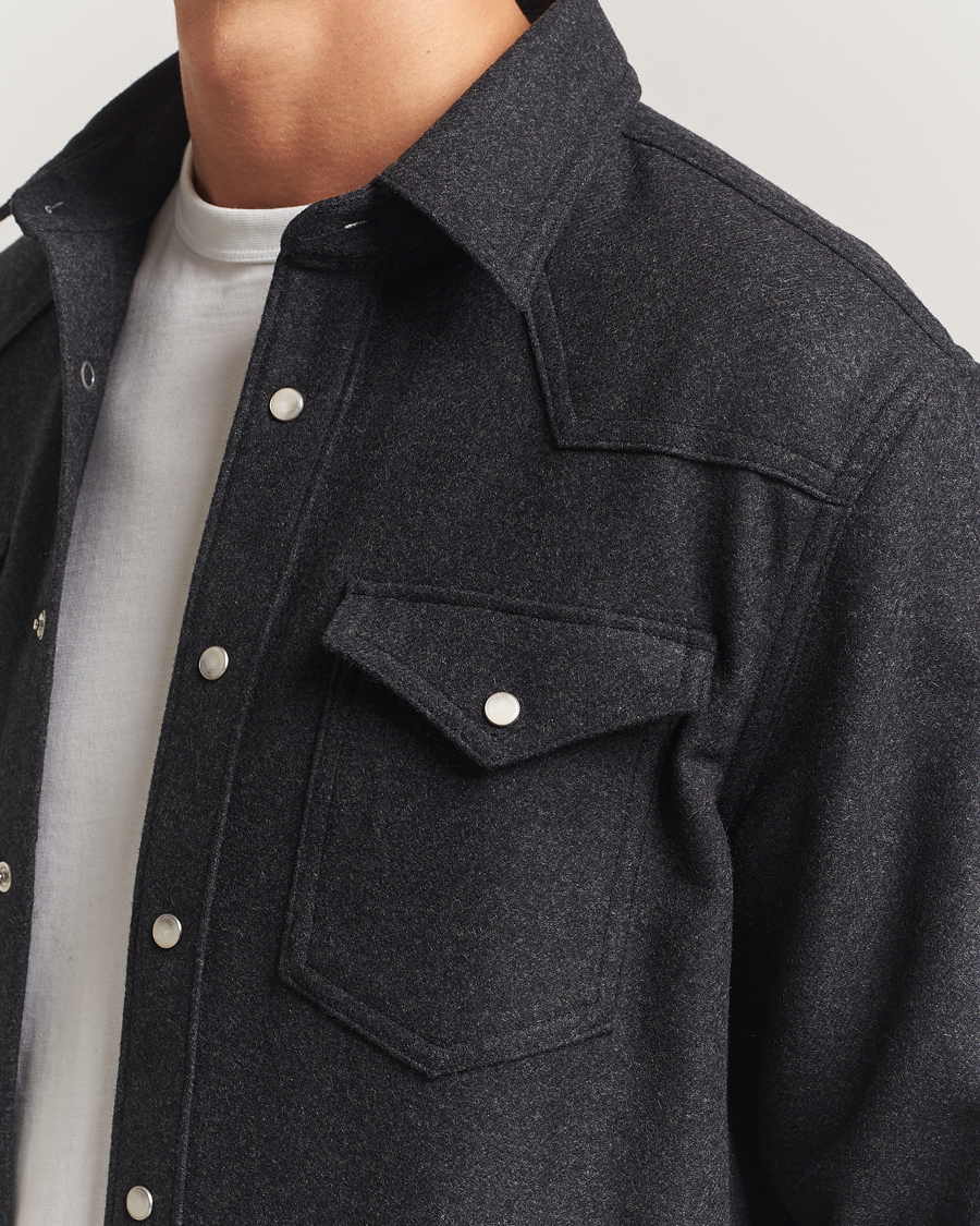 Herren | Hemden | Filippa K | Western Wool Shirt Anthracite Melange