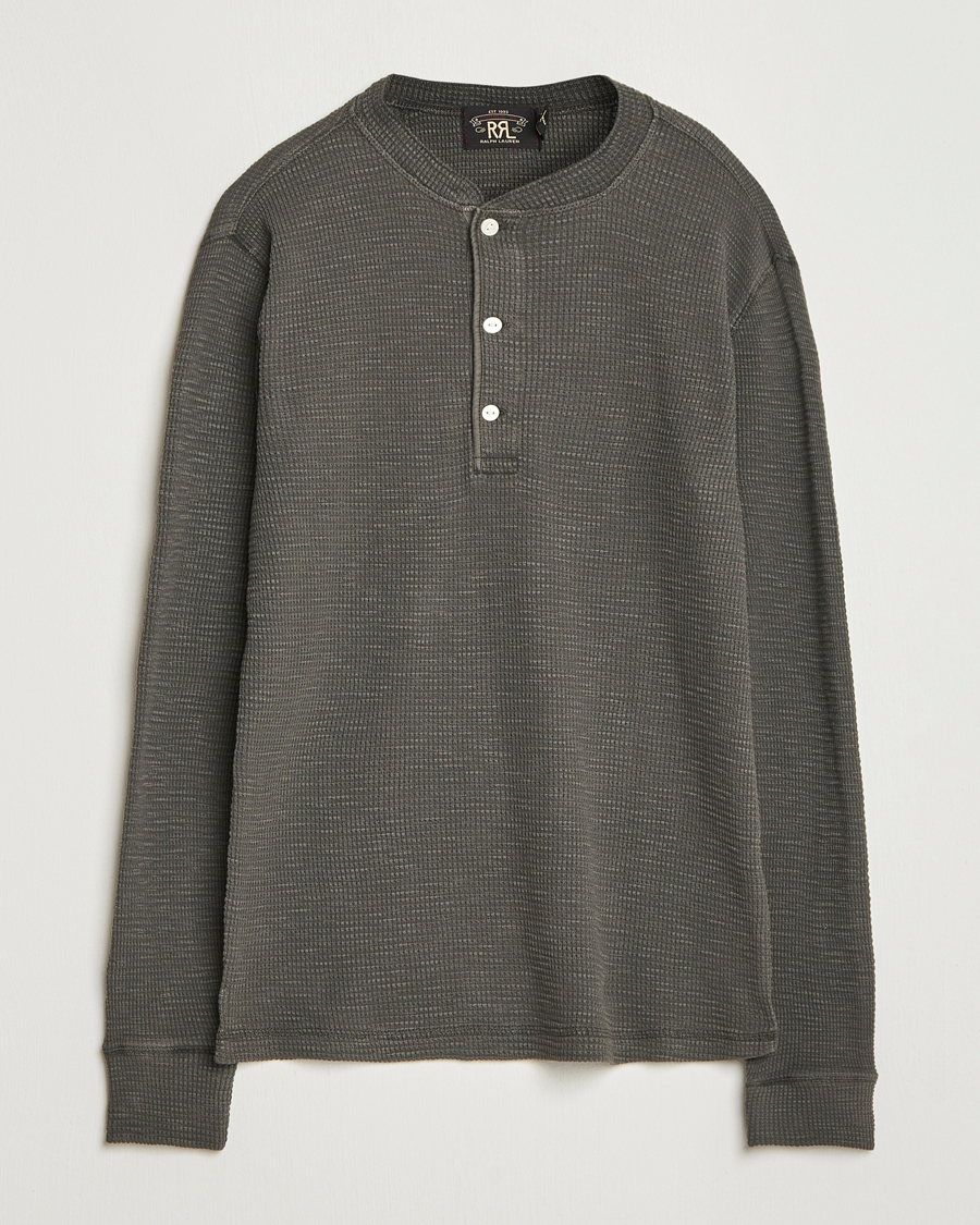 Herren | Pullover | RRL | Long Sleeve Henley Faded Black