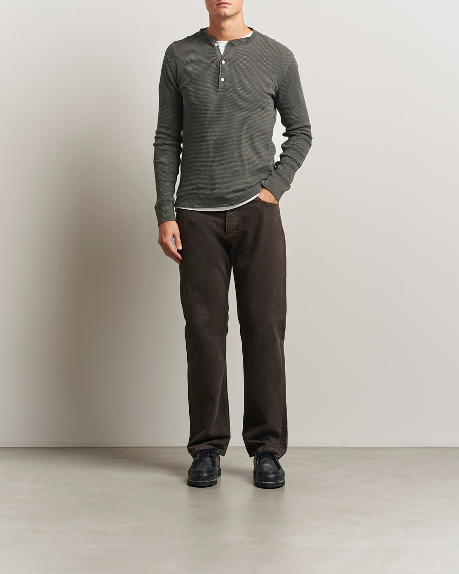 Herren | Pullover | RRL | Long Sleeve Henley Faded Black