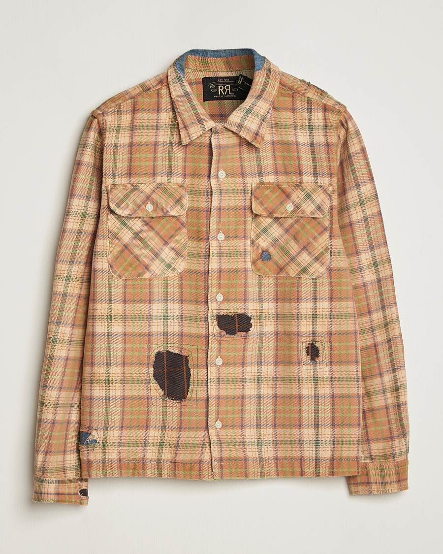 Herren | Hemden | RRL | Carter Repaired Flannel Overshirt Orange/Tan