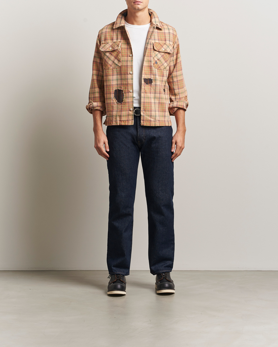 Herren | Hemden | RRL | Carter Repaired Flannel Overshirt Orange/Tan