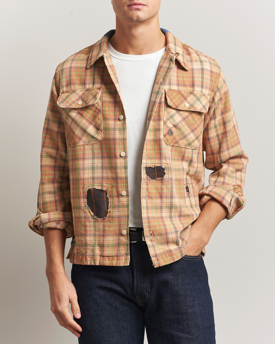 Herren | Hemden | RRL | Carter Repaired Flannel Overshirt Orange/Tan