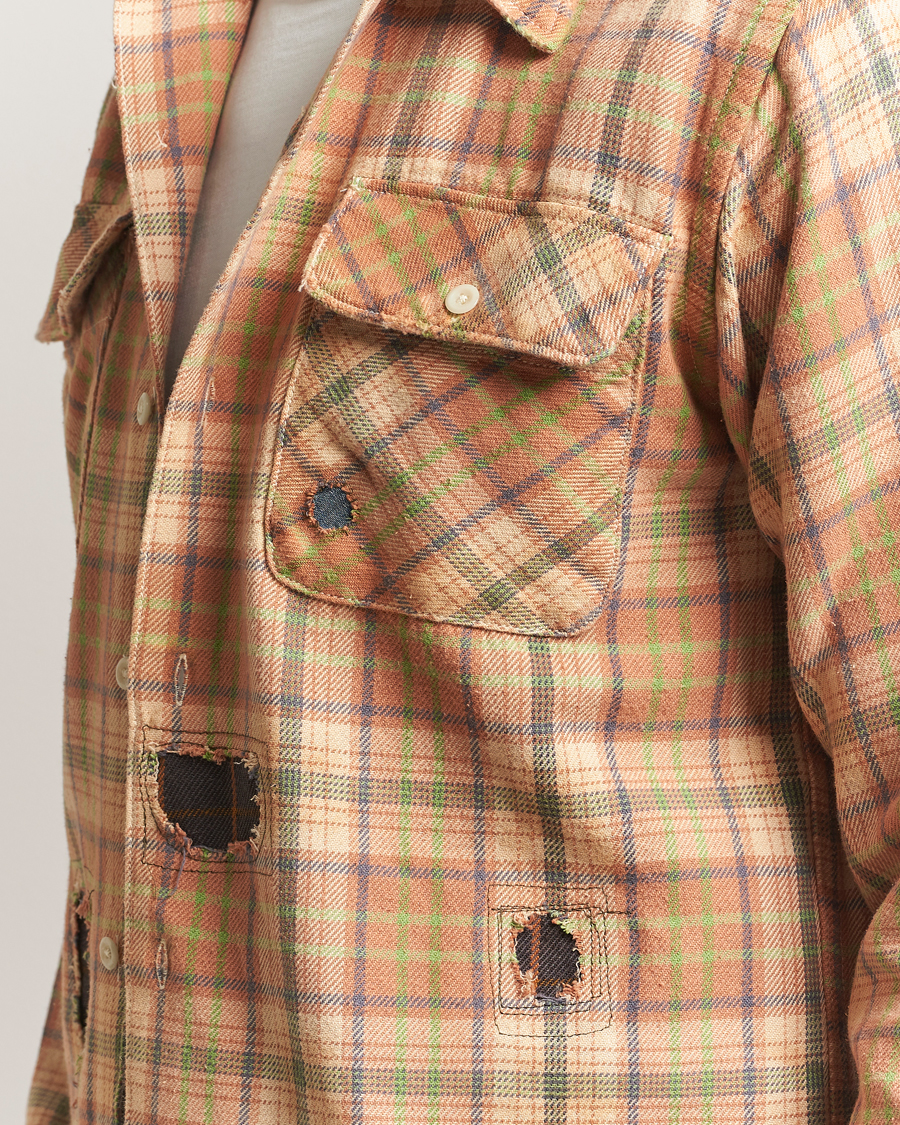 Herren | Hemden | RRL | Carter Repaired Flannel Overshirt Orange/Tan