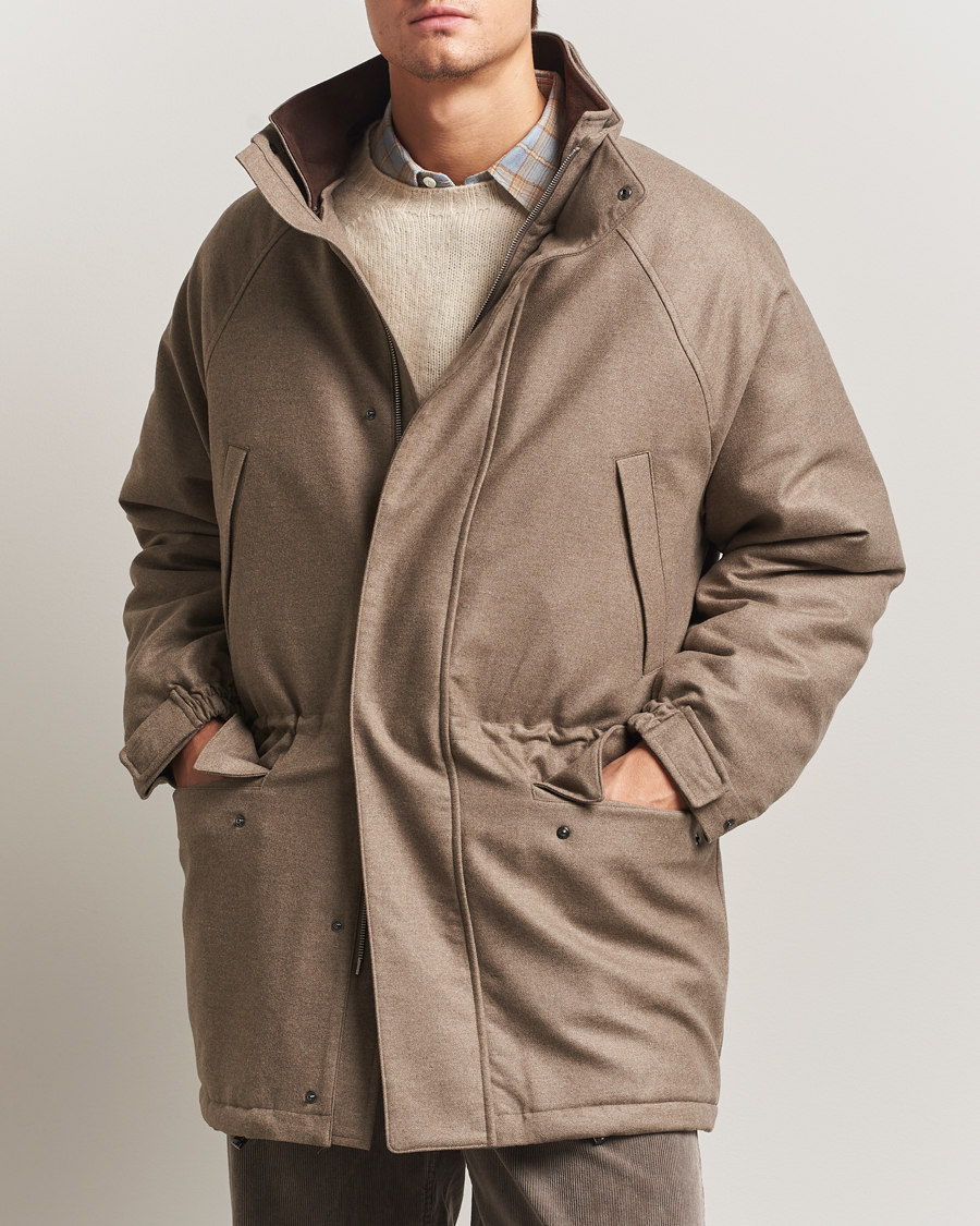 Herren | Jacken | Auralee | Wool Flannel Down Coat Brown