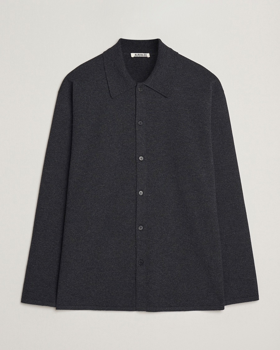 Herren | Pullover | Auralee | Wool Knit Shirt Cardigan Charcoal