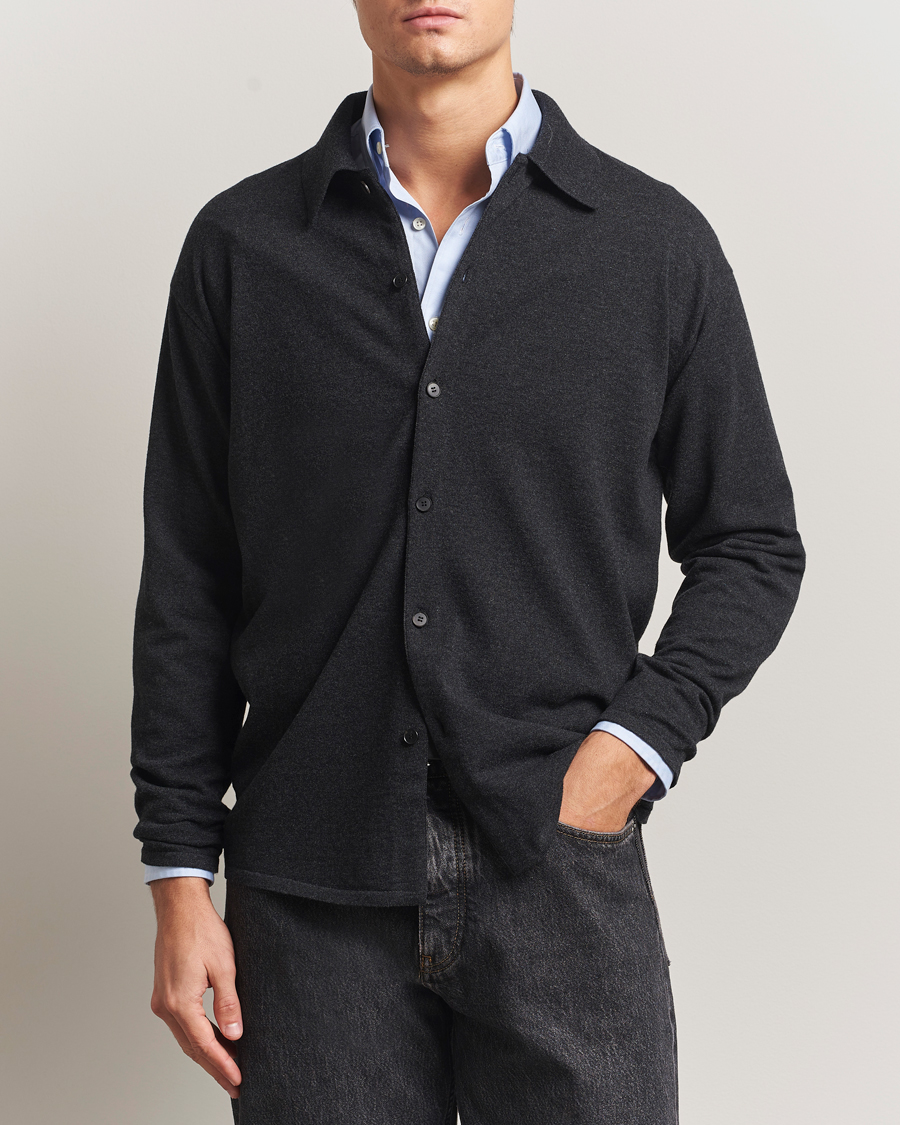 Herren | Pullover | Auralee | Wool Knit Shirt Cardigan Charcoal