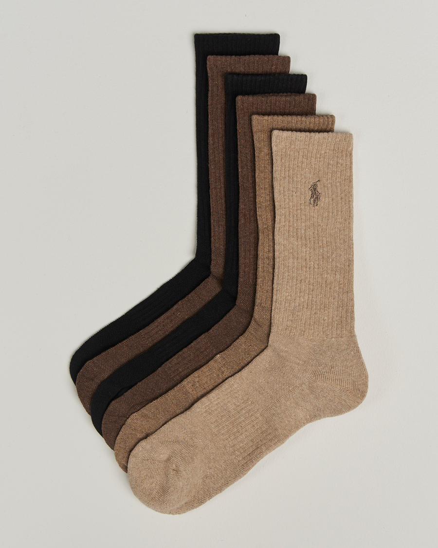 Herren | Unterwäsche | Polo Ralph Lauren | 6-Pack Cotton Rib Sock Brown Assorted
