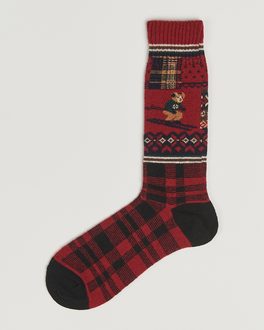 Herren | Unterwäsche | Polo Ralph Lauren | Patchwork Bear Lambswool Sock Red Multi