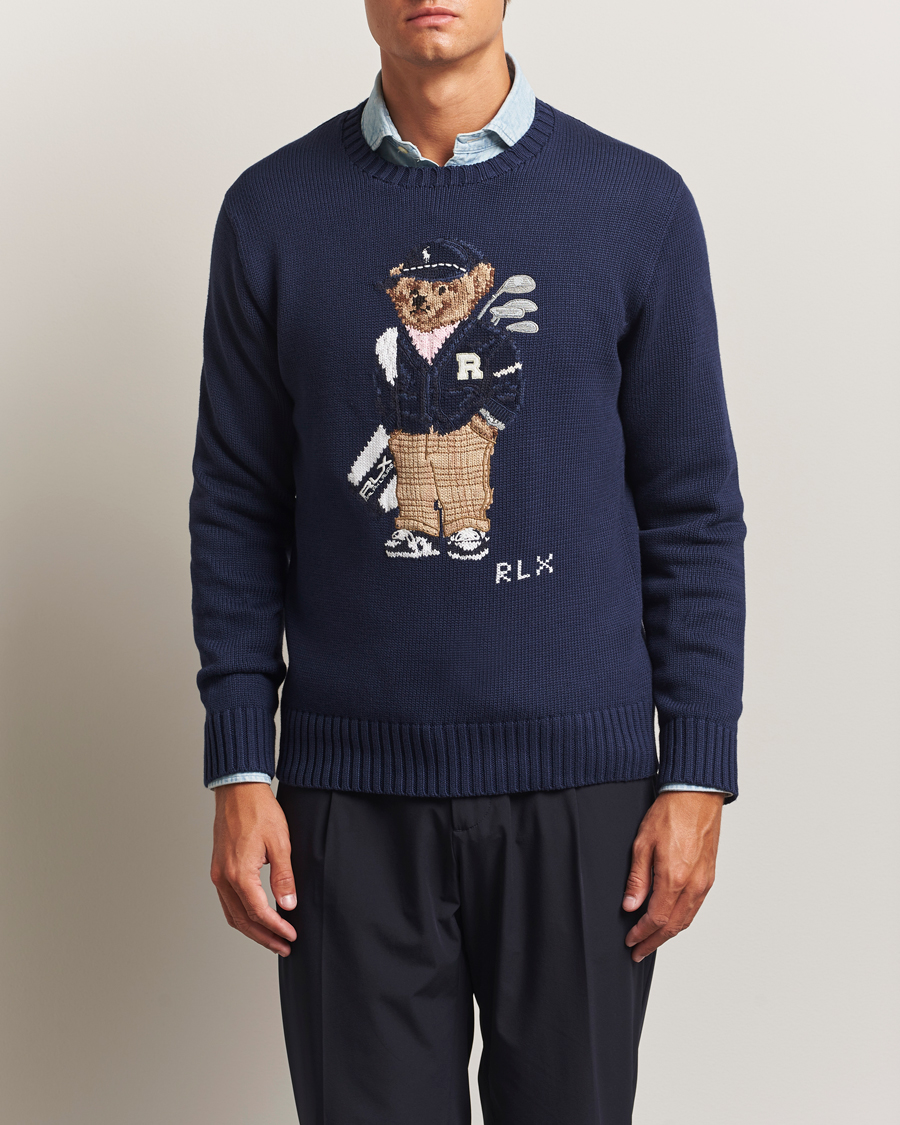 Herren | Pullover | RLX Ralph Lauren | Cotton Crew Neck Bear Sweater Refined Navy
