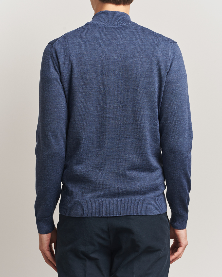 Herren | Pullover | Stenströms | Merino Full Zip Denim Blue