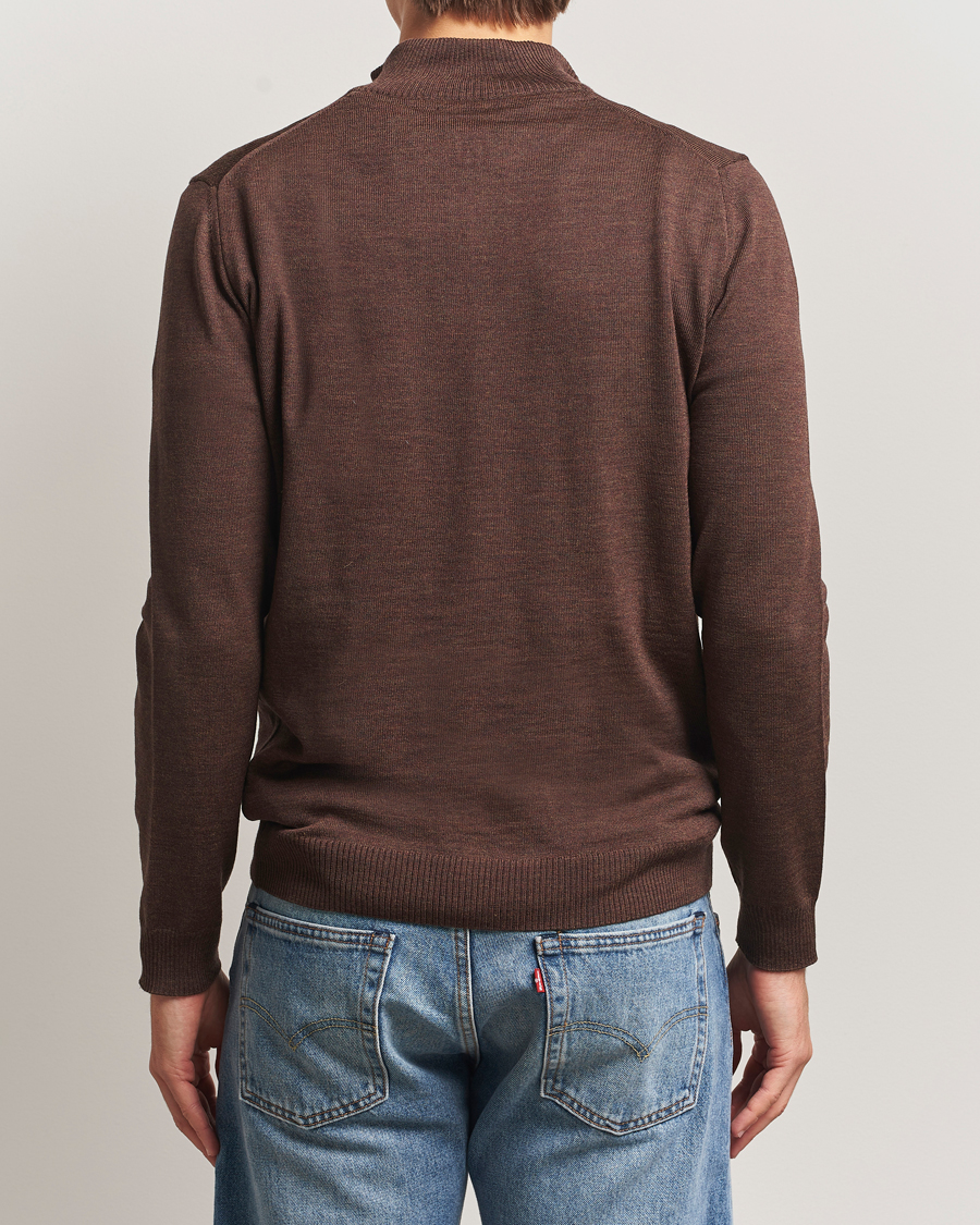 Herren | Pullover | Stenströms | Merino Half-Zip Dark Brown